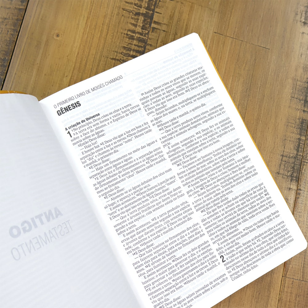 Bíblia Sagrada | NAA | Letra Normal | Capa Couro Legítimo Açafrão