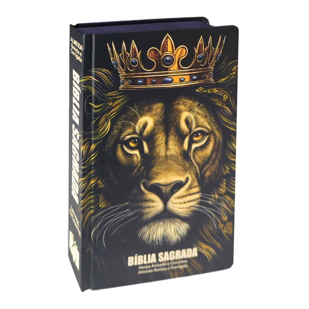 Bíblia Sagrada Leão Coroa | ARC | Letra Grande | Capa Dura | Harpa Avivada e Corinhos