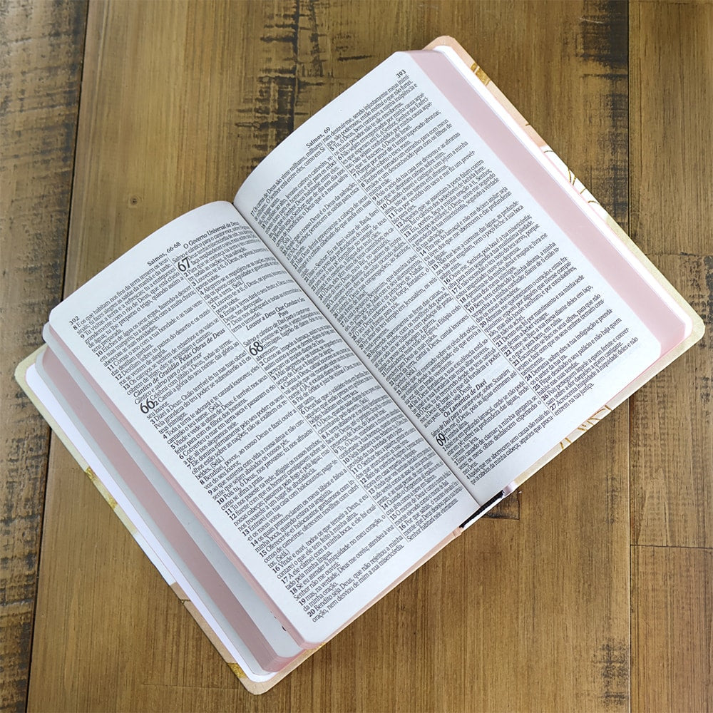Bíblia Sagrada Folhagens Rosa| ARC | Letra Gigante | Capa Dura | Harpa Avivada e Corinhos