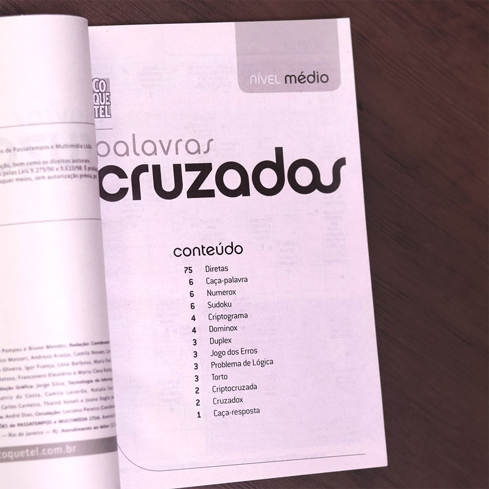 Coquetel Palavras Cruzadas | Nível Médio | Livro 82