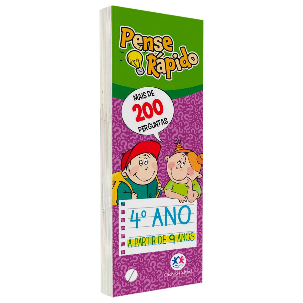 Livro Flash Cards Pense Rápido | 4° Ano | A Partir de 9 Anos
