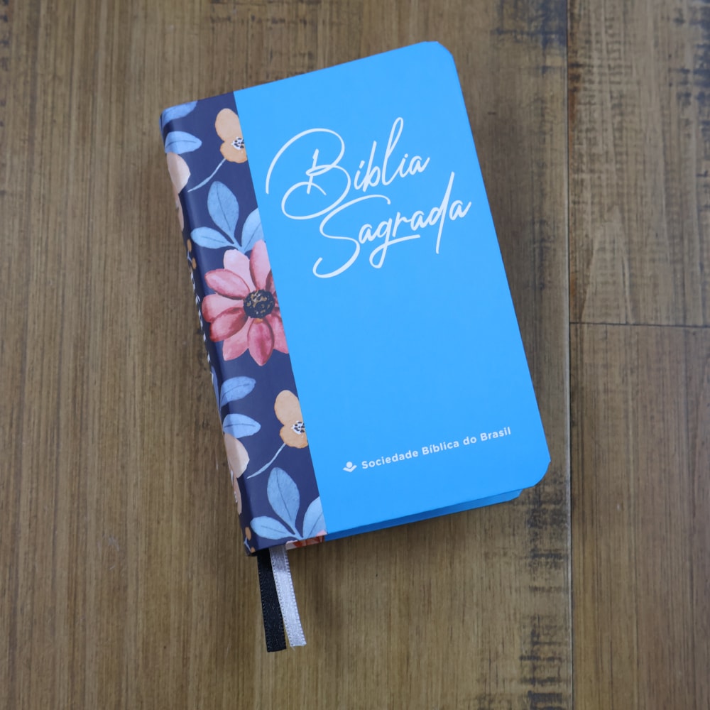 Bíblia Sagrada Azul Flor | ARA | Edição de Bolso