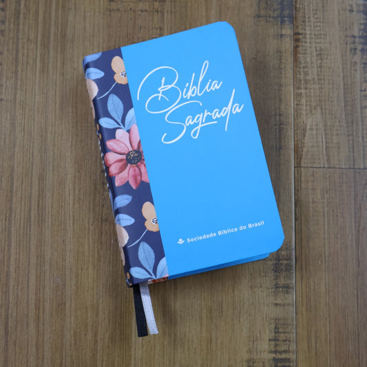Bíblia Sagrada Azul Flor | ARA | Edição de Bolso