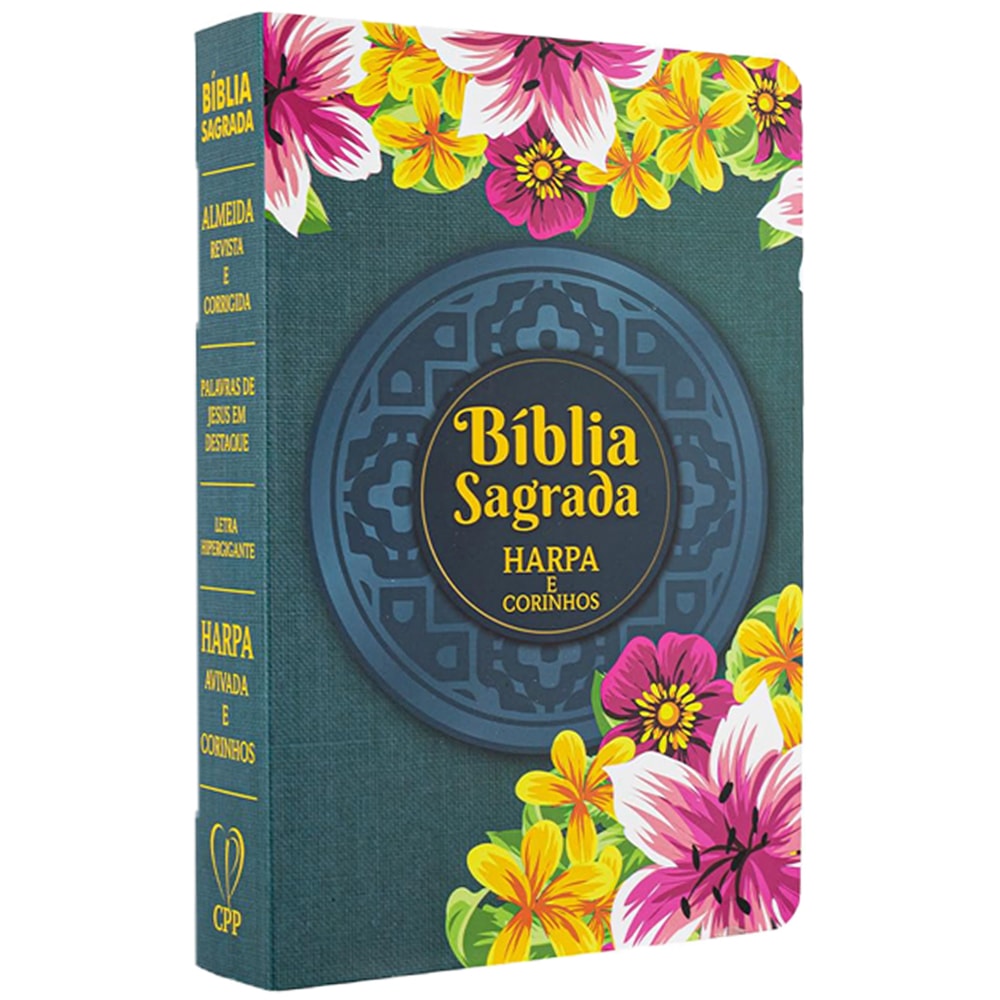 Bíblia Sagrada com Harpa Avivada e Corinhos | Letra Hipergigante | ARC | Semi-flexível Textura Floral