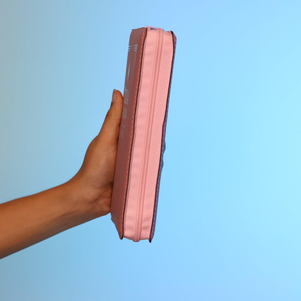 Bíblia Sagrada | ARC | Letra Grande | PJV | PU Zíper Harpa Cristã Rosa Claro