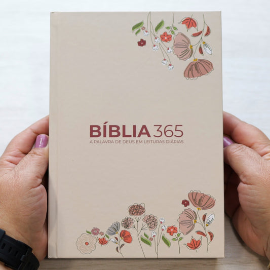 Bíblia 365 Flores Creme | NVT | Letra Grande | Capa Dura