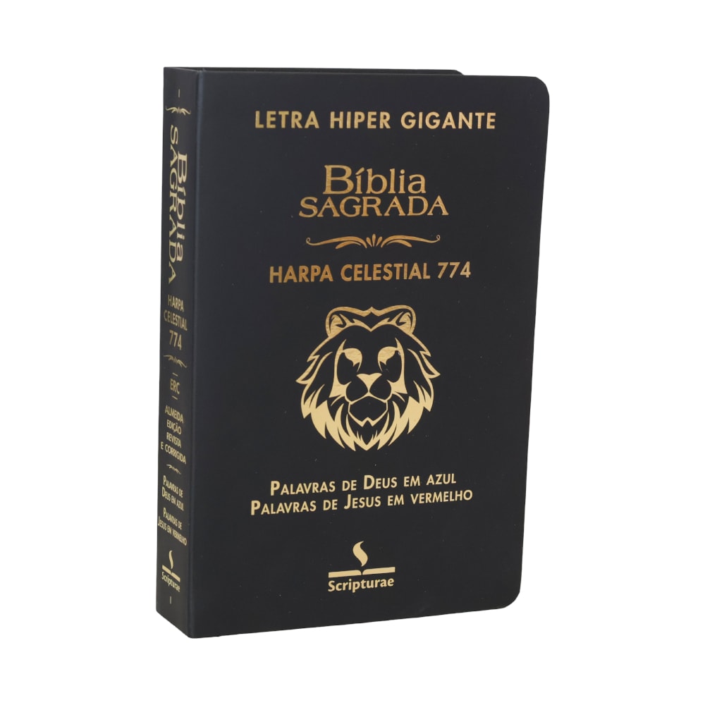 Bíblia Sagrada Harpa Celestial 774 | ERC | Letra Hipergigante | Capa Luxo Leão Preta