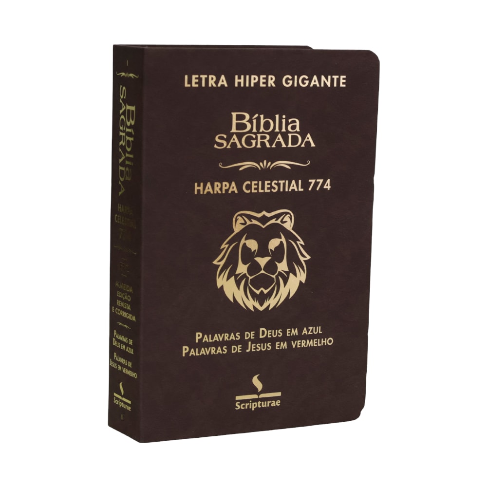 Bíblia Sagrada Harpa Celestial 774 | ERC | Letra Hipergigante | Capa Luxo Leão Marrom