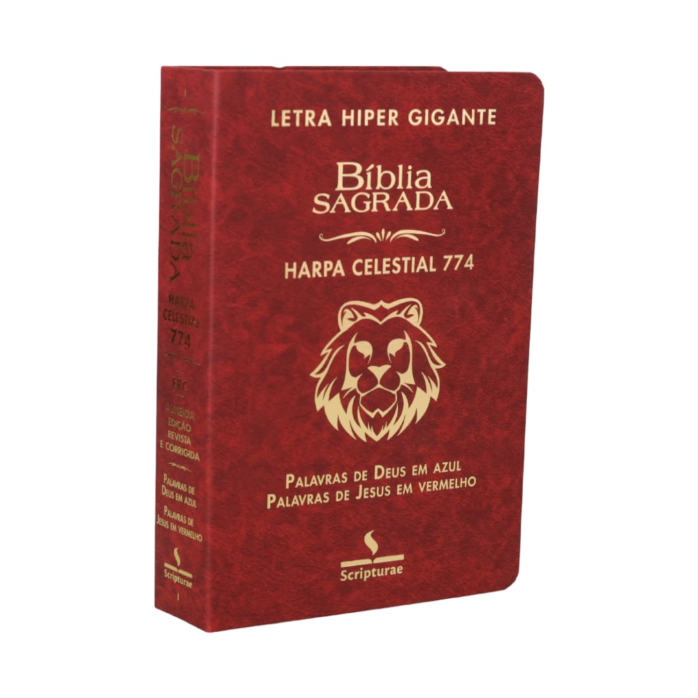 Bíblia Sagrada Harpa Celestial 774 | ERC | Letra Hipergigante | Capa Luxo Leão Bordô