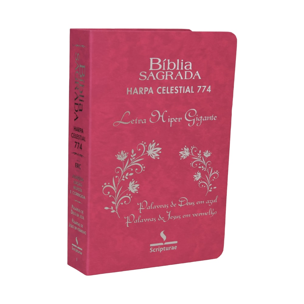 Bíblia Sagrada Harpa Celestial 774 | ERC | Letra Hipergigante | Capa Luxo Ramos Pink