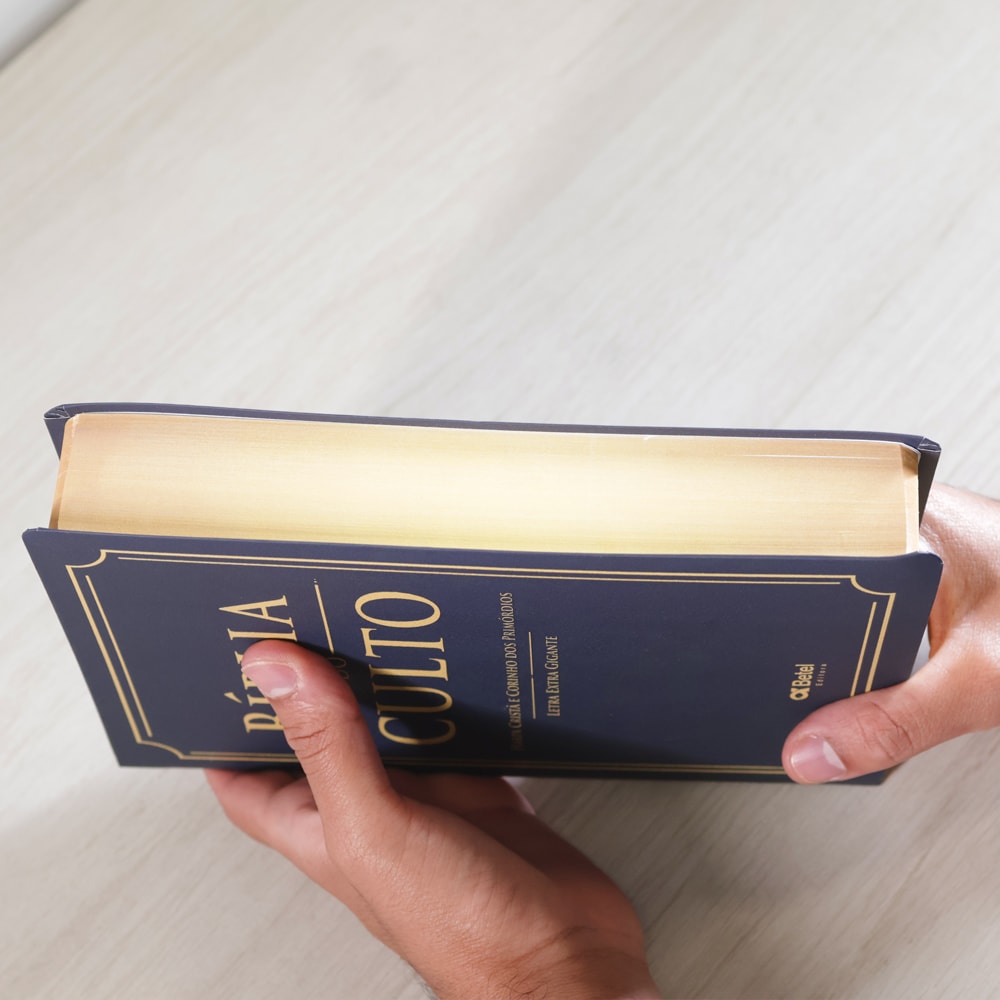 Bíblia do Culto com Harpa Cristã e Corinhos | ARC | Letra Extra Gigante | Capa Azul