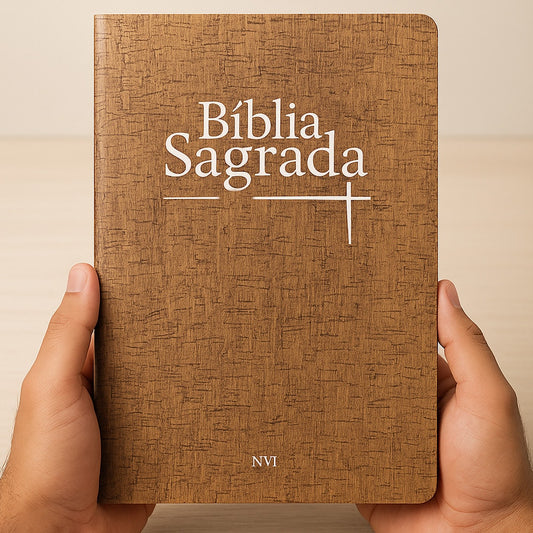 Bíblia Sagrada | NVI | Letra Normal | Capa Luxo Madeira Escura