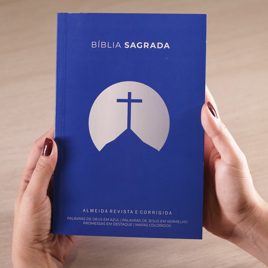 Bíblia Cruz Azul | ARC | Letra Maior | Harpa e Corinhos | Capa Brochura