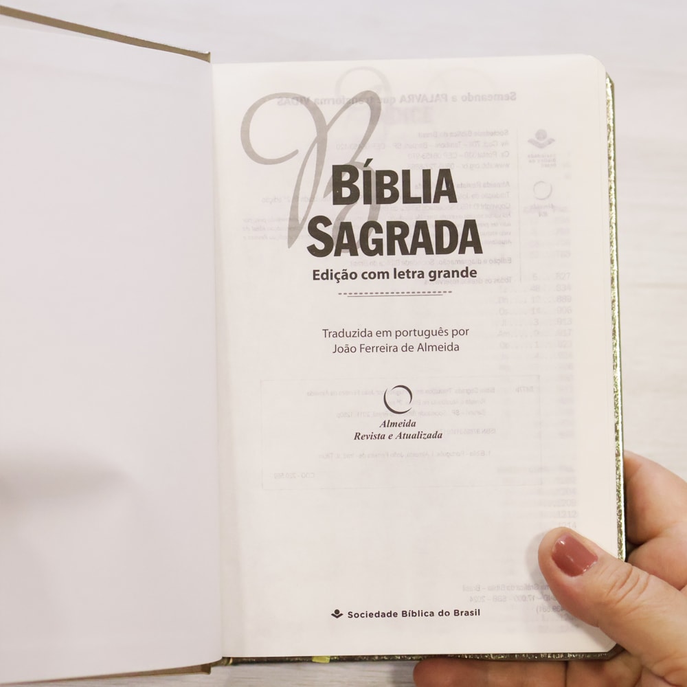 Bíblia Sagrada | ARA | Letra Grande | Capa Cristal Dourado Fosco