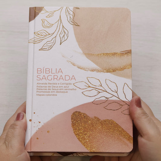 Bíblia Sagrada Brush e Folhas | ARC | Letra Maior | Harpa e Corinhos | Capa Dura