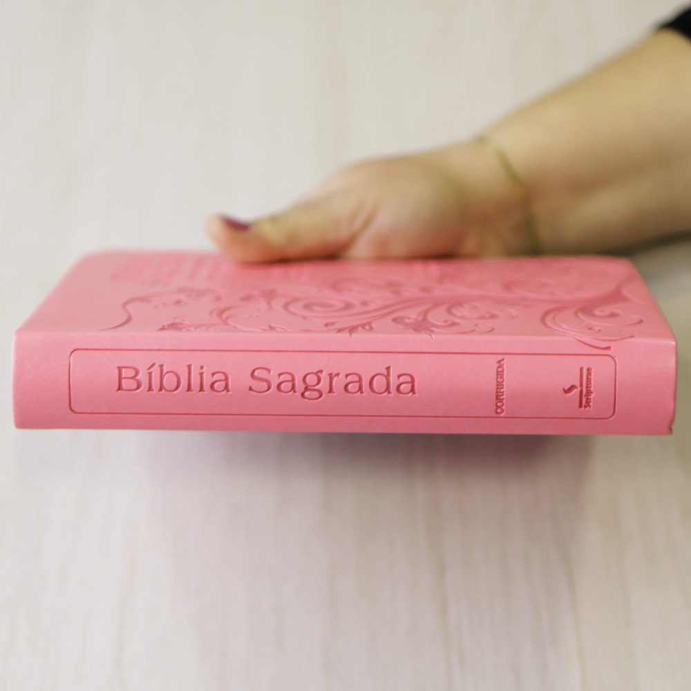 Bíblia Sagrada Harpa Celestial 774 | ERC | Letra Extra Gigante | Capa Rosa Arabesco