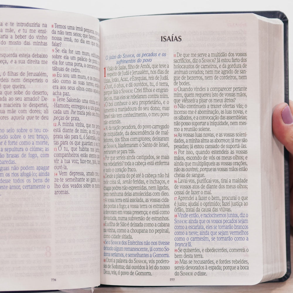 Bíblia Sagrada Harpa Celestial 774 | ERC | Letra Extra Gigante | Capa Azul Brasão