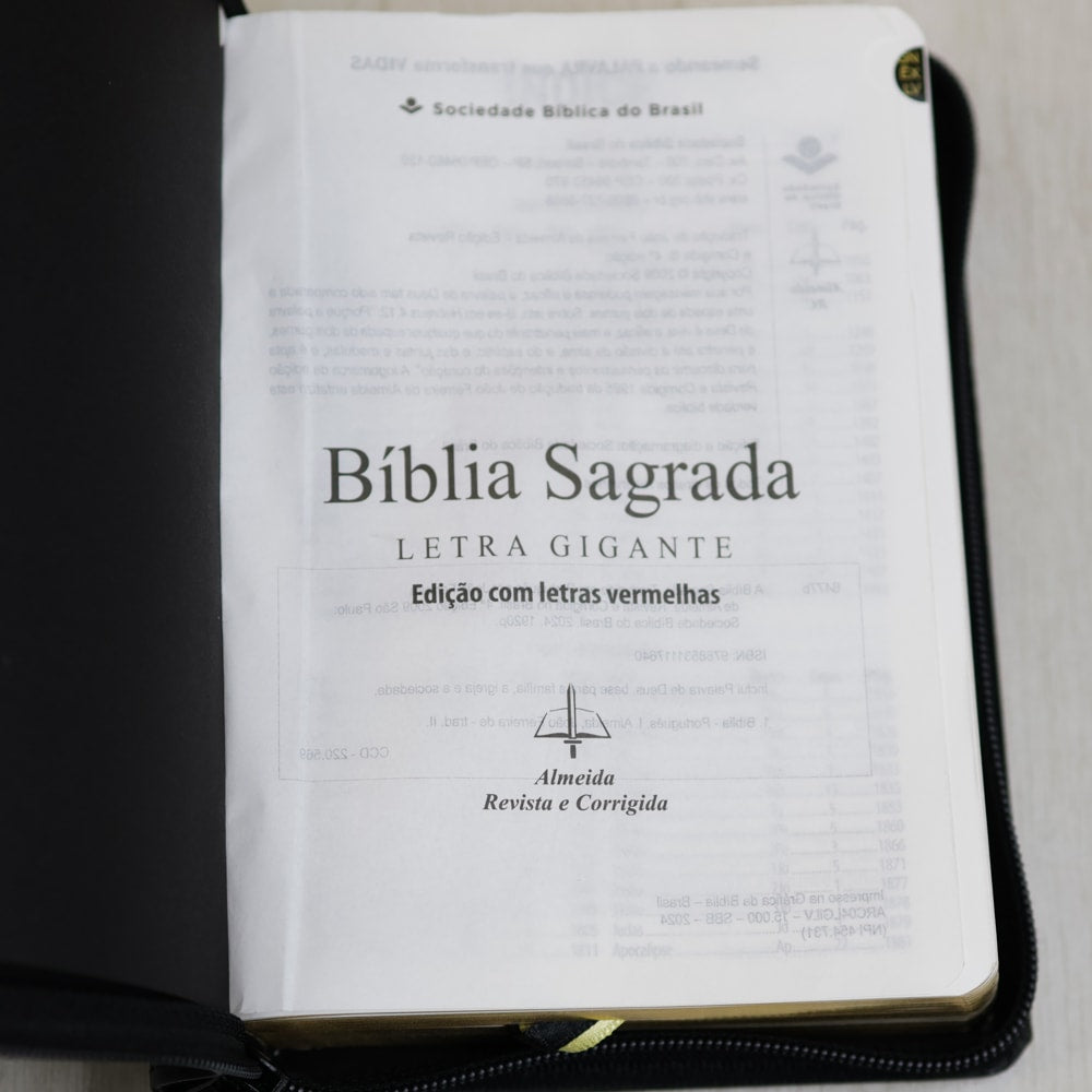 Bíblia Sagrada | ARC | Letra Gigante | Preta Com Zíper