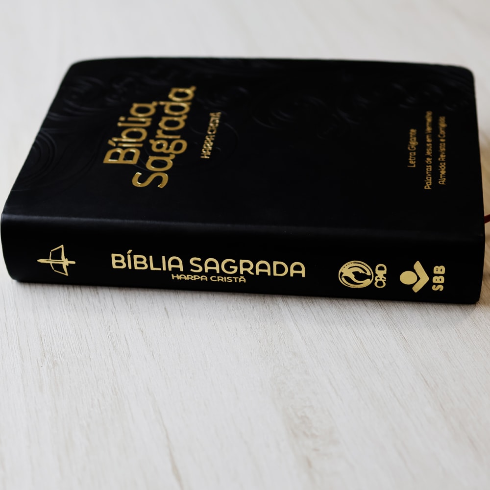 Bíblia Sagrada com Harpa Cristã | ARC | Letra Gigante | Capa Luxo Floral Preta