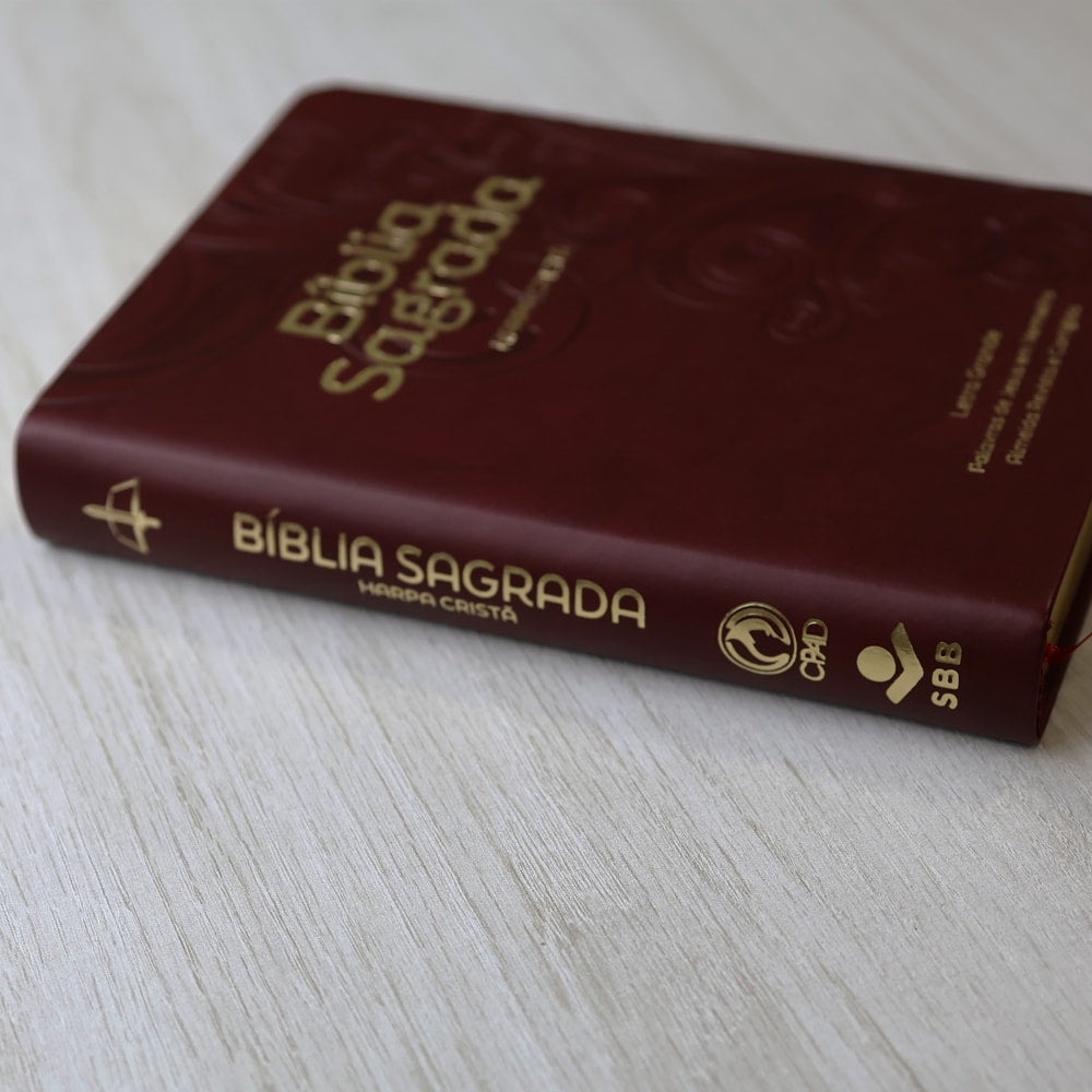 Bíblia Sagrada com Harpa Cristã | ARC | Letra Grande | Capa Luxo Floral Vinho