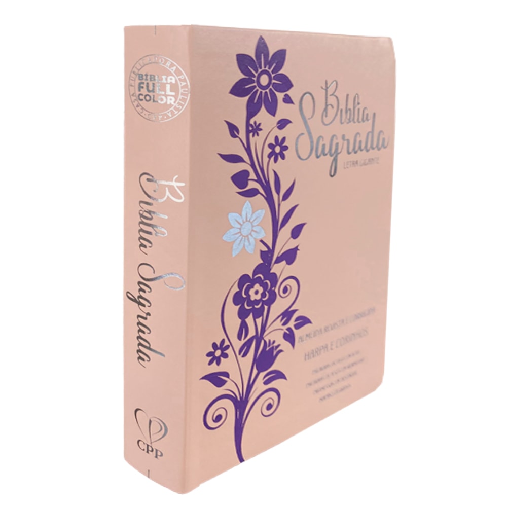 Bíblia Sagrada | Letra Gigante | ARC | Harpa Avivada e Corinhos | Capa PU Luxo Rosê e Lilás