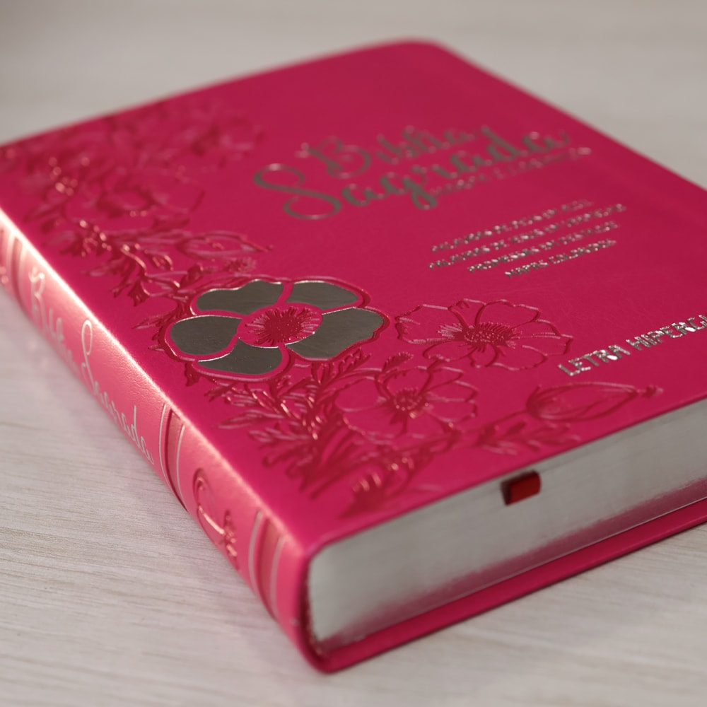 Bíblia Sagrada | Letra Hipergigante | ARC | Harpa Avivada e Corinhos | Capa PU Luxo Floral Dália Pink