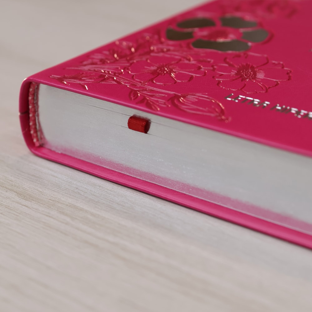 Bíblia Sagrada | Letra Hipergigante | ARC | Harpa Avivada e Corinhos | Capa PU Luxo Floral Dália Pink
