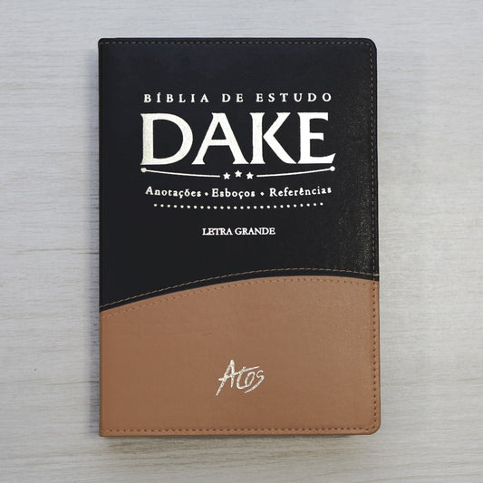 Bíblia de Estudo Dake | Letra Grande | Capa Luxo Preta e Caramelo