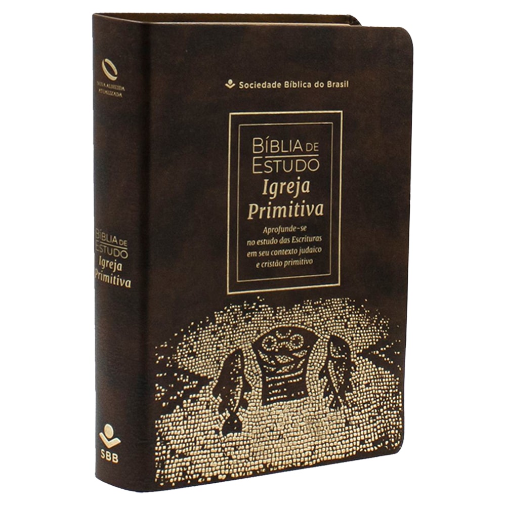 Bíblia de Estudo Igreja Primitiva | NAA | Capa Luxo Marrom
