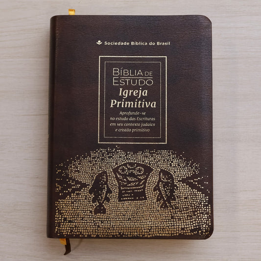 Bíblia de Estudo Igreja Primitiva | NAA | Capa Luxo Marrom