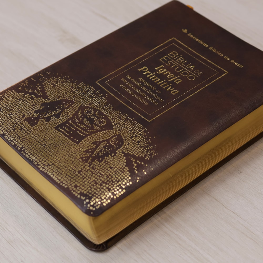 Bíblia de Estudo Igreja Primitiva | NAA | Capa Luxo Marrom