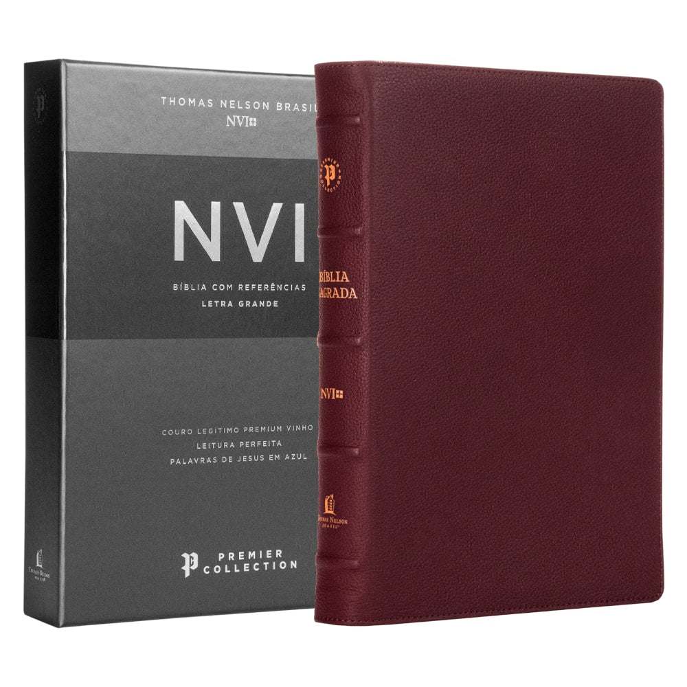 Bíblia Sagrada | NVI | Premier Collection | Capa Couro Luxo Vinho