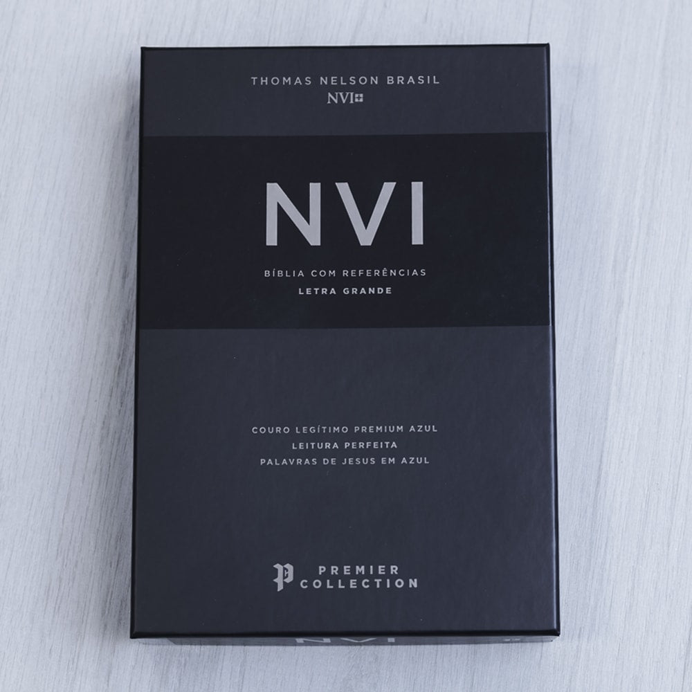 Bíblia Sagrada | NVI | Premier Collection | Capa Couro Luxo Azul