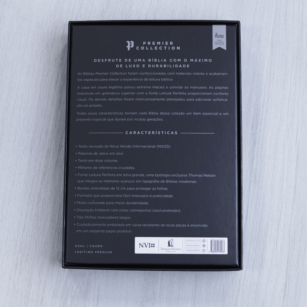 Bíblia Sagrada | NVI | Premier Collection | Capa Couro Luxo Azul