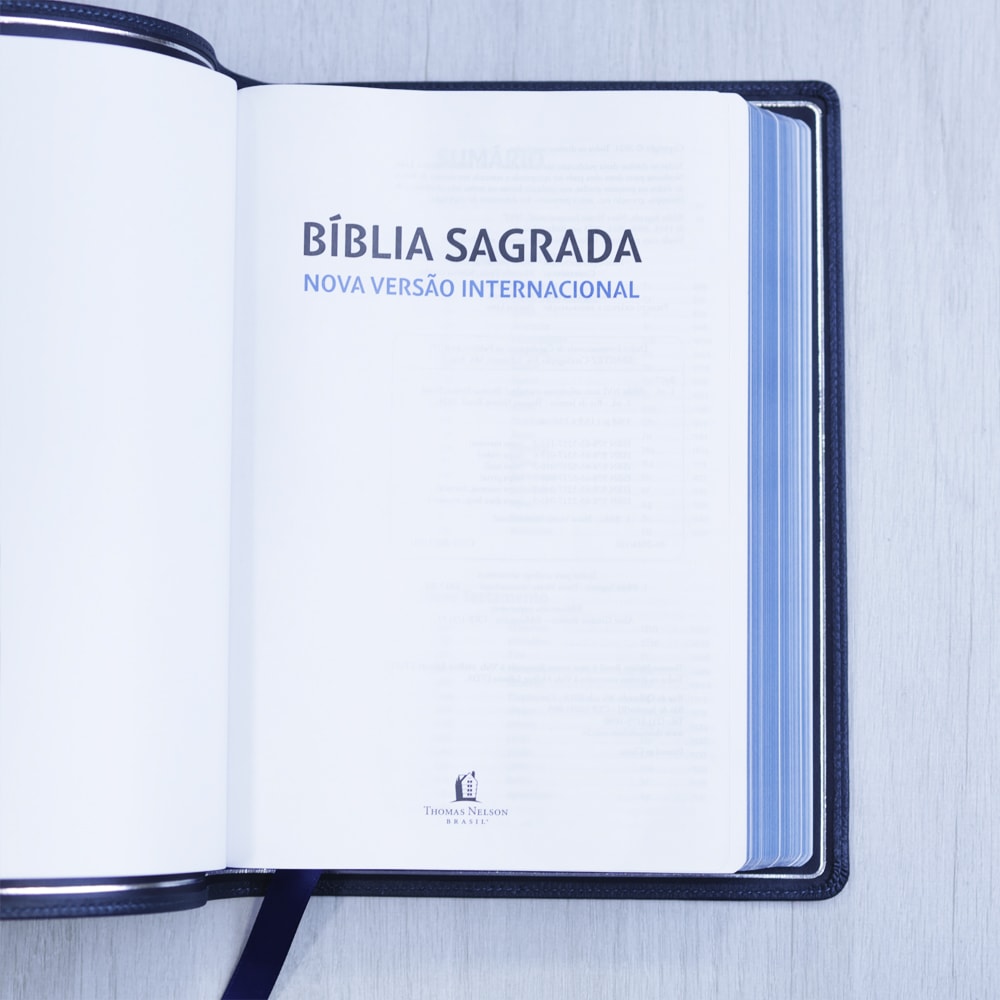 Bíblia Sagrada | NVI | Premier Collection | Capa Couro Luxo Azul
