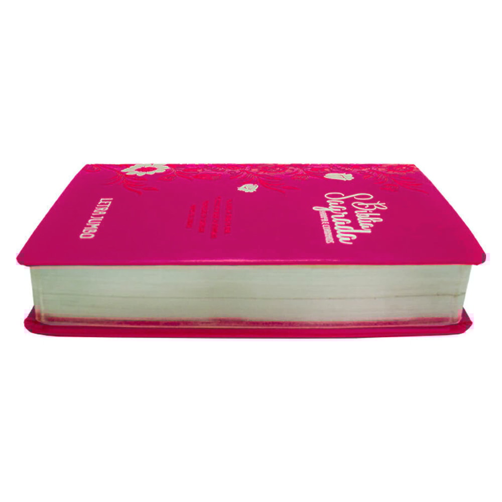 Bíblia Sagrada Letra Jumbo | ARC | Harpa Avivada e Corinhos | Capa PU Luxo Floral Pink