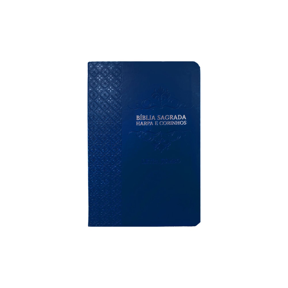 Bíblia Sagrada Letra Jumbo | ARC | Harpa Avivada e Corinhos | Capa PU Luxo Arabesco Azul