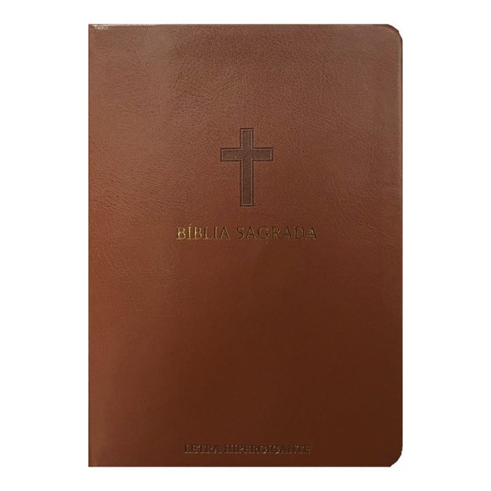 Bíblia Sagrada | ARC | Letra Hipergigante | Harpa Avivada e Corinhos | Capa PU Luxo Cruz Bordô