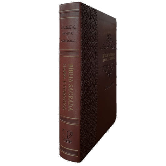 Bíblia Sagrada | Letra Jumbo | ARC | Harpa Avivada e Corinhos | Capa PU Luxo Arabesco Bordo
