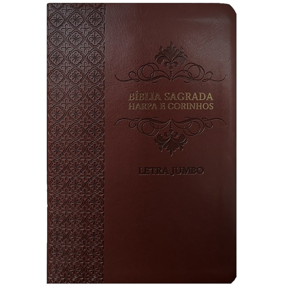 Bíblia Sagrada | Letra Jumbo | ARC | Harpa Avivada e Corinhos | Capa PU Luxo Arabesco Bordo