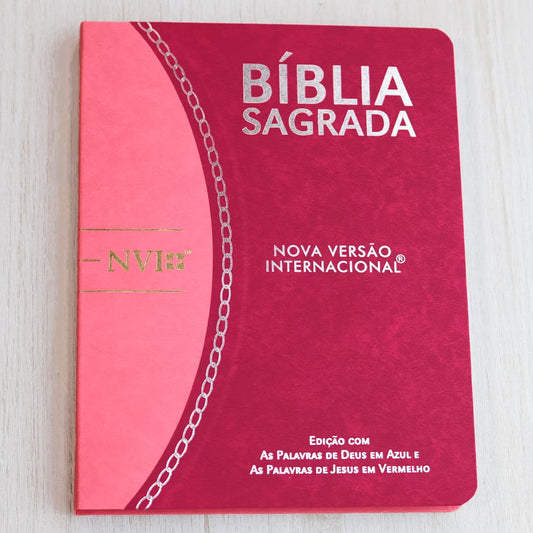 Bíblia Slim Large | NVI | Bicolor | Pink e Rosa