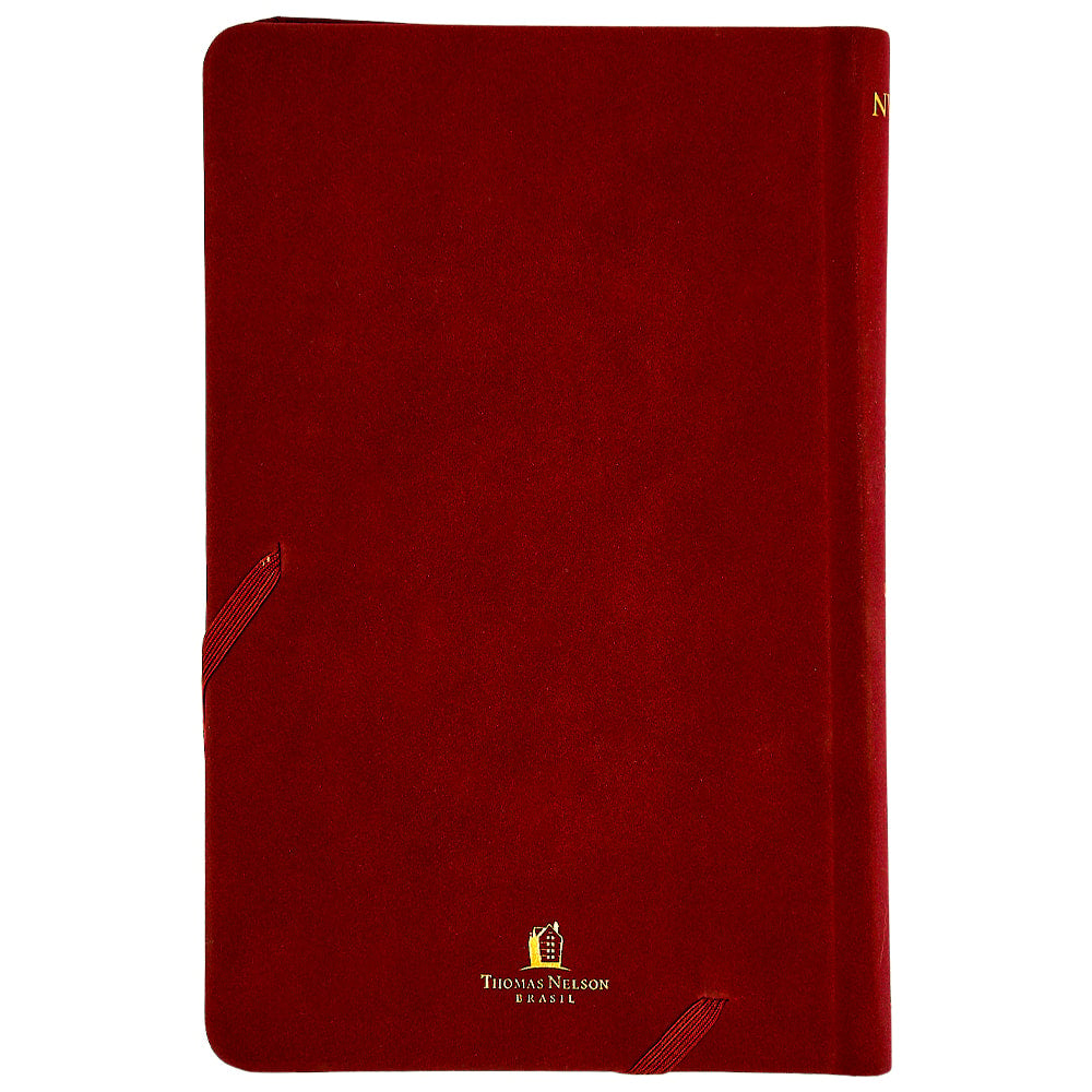 Bíblia Sagrada Slim | NVI | Luxo Tecido Cereja | Capa Dura | Com Elástico Transversal