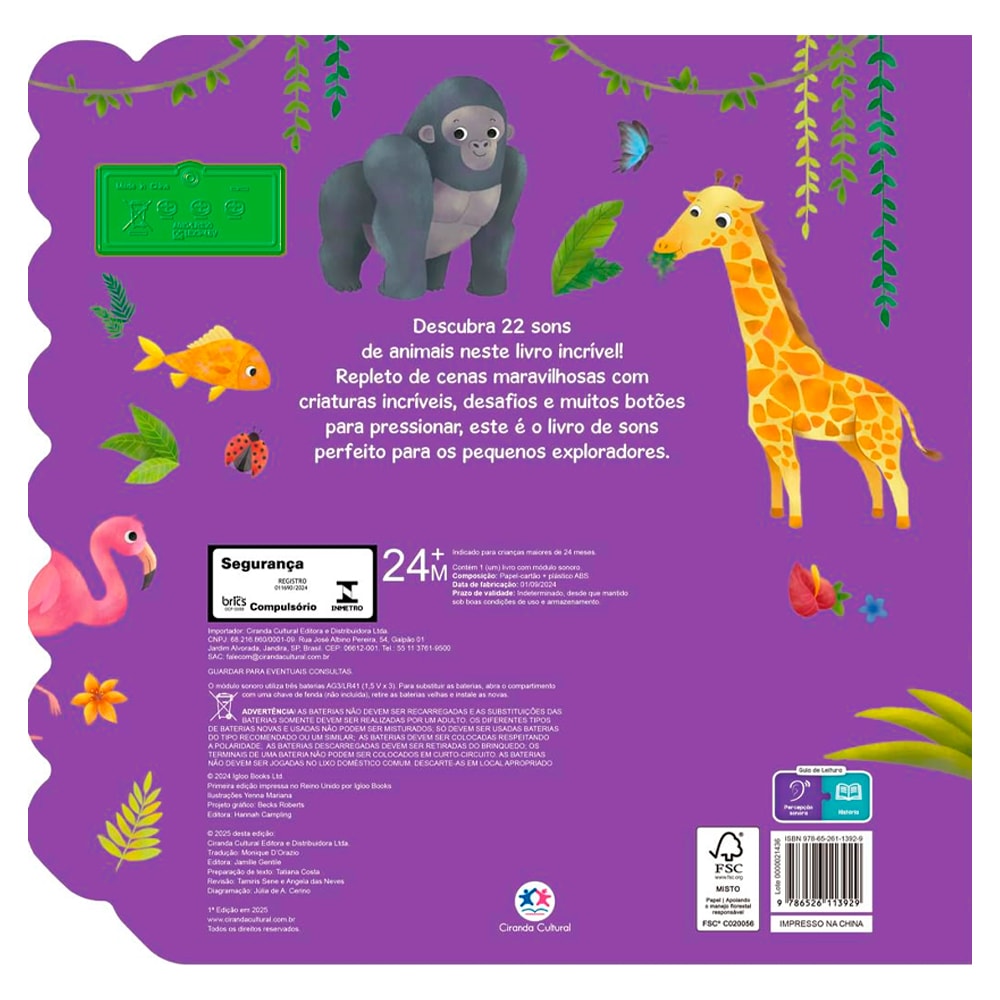 Livro Sonoro | Animais da Selva | 22 sons