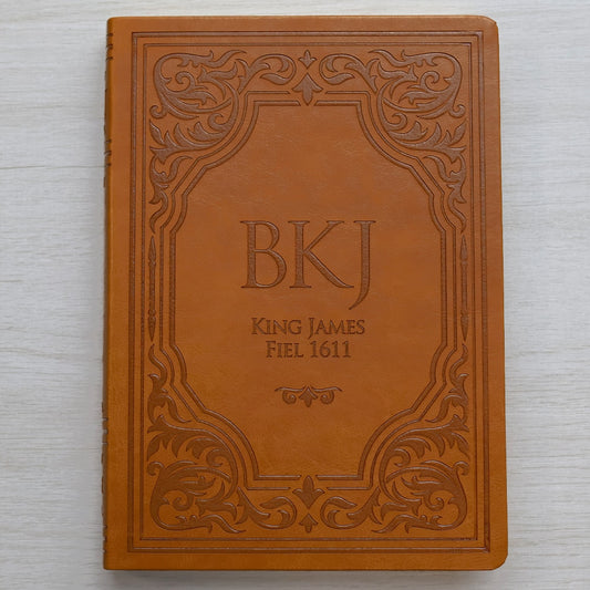 Bíblia King James Fiel 1611 | Extra Gigante | Capa Luxo Castanha