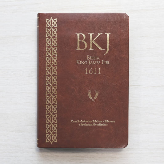 Bíblia King James Fiel 1611 | Concordância e Pilcrows | Capa Luxo Marrom