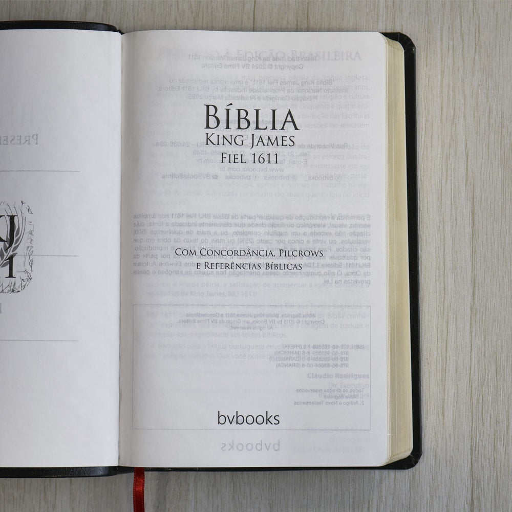 Bíblia King James Fiel 1611 | Concordância e Pilcrows | Capa Luxo Preta