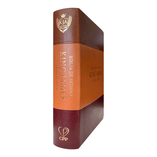 Bíblia de Estudo | King James Atualizada | Full Color | Capa PU | Marrom, Caramelo e Bordô