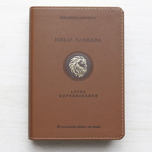 Bíblia Sagrada | Letra Supergigante | NAA | Capa Marrom Leão