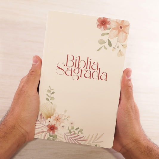 Bíblia Sagrada Floral Rosê | NVI | Letra Normal | Capa Brochura