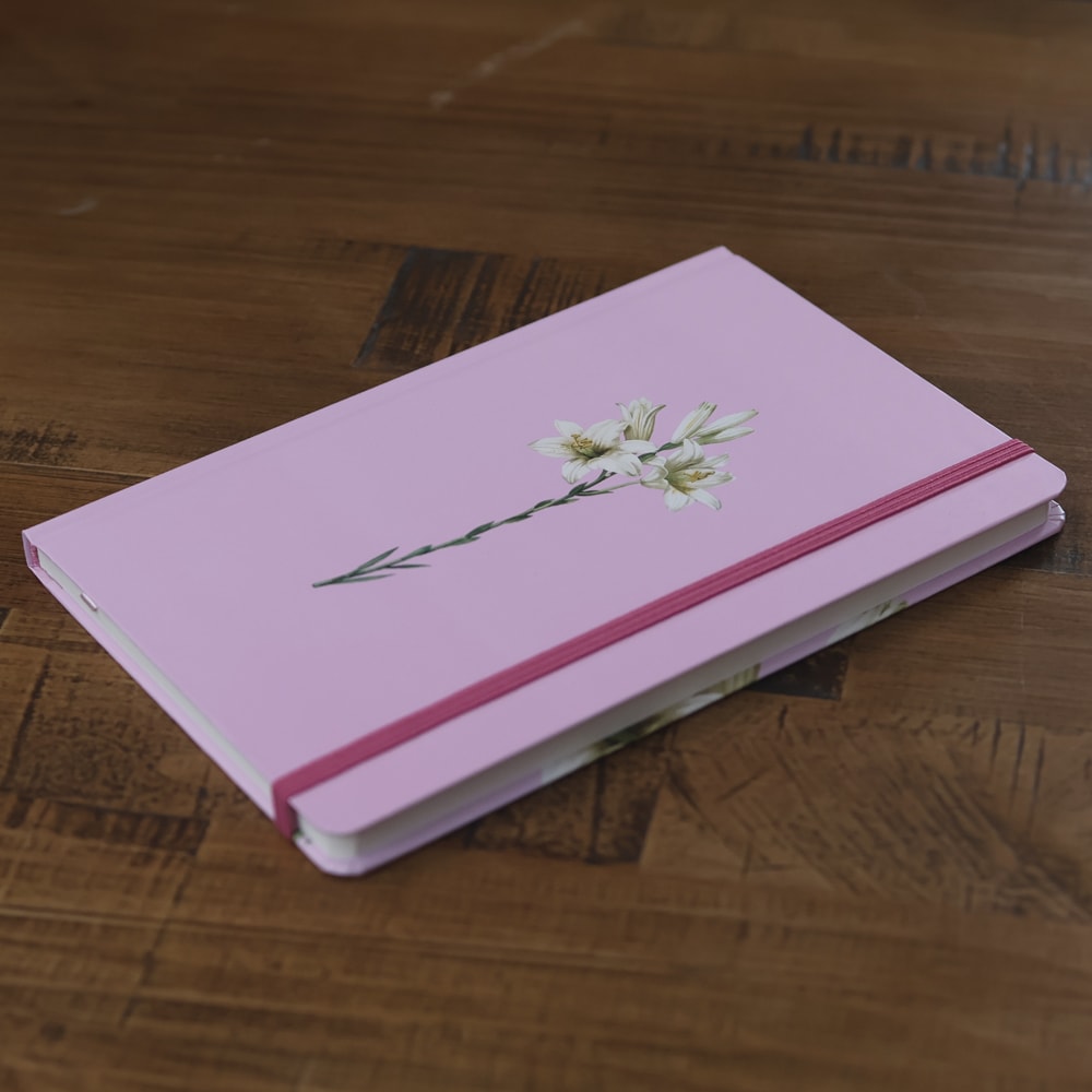 Caderno Moleskine | Com Pauta | Capa Lírios Rosa